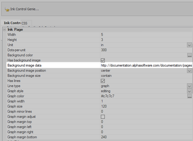 Inserting a URL into the Background image data property